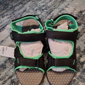 Sonoma Boys Black and Neon Green Sandals Boys 4
